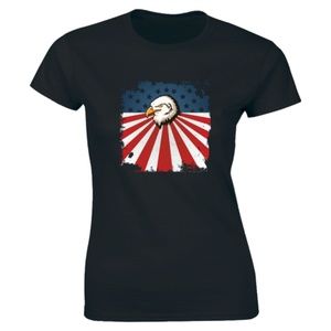 Half It Tops - Usa Flag Eagle Bird Of Prey American T-shirt Tee Half It Tops - Usa Flag Eagle Bird Of Prey American T-shirt Tee